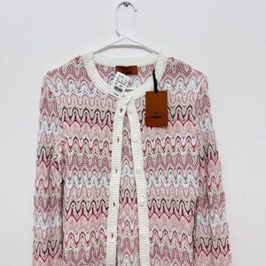 Missoni Pink and White Wave Pattern Cardigan